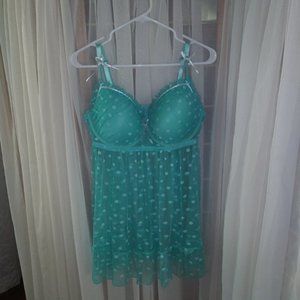 International Intimates Aqua Net W/Dots Nighty